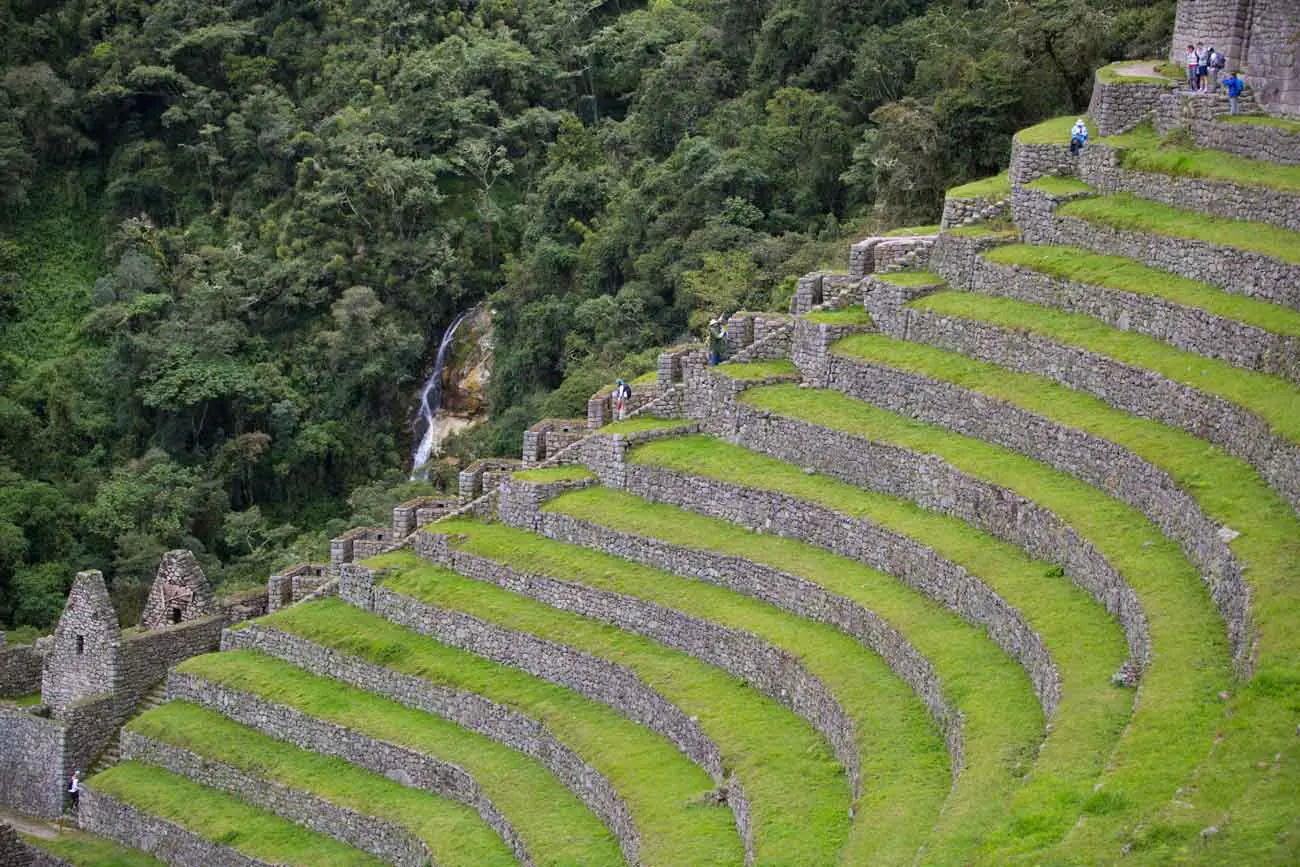 Agricultural terraces of Wiñay Wayna on the last section of the Inca Trail