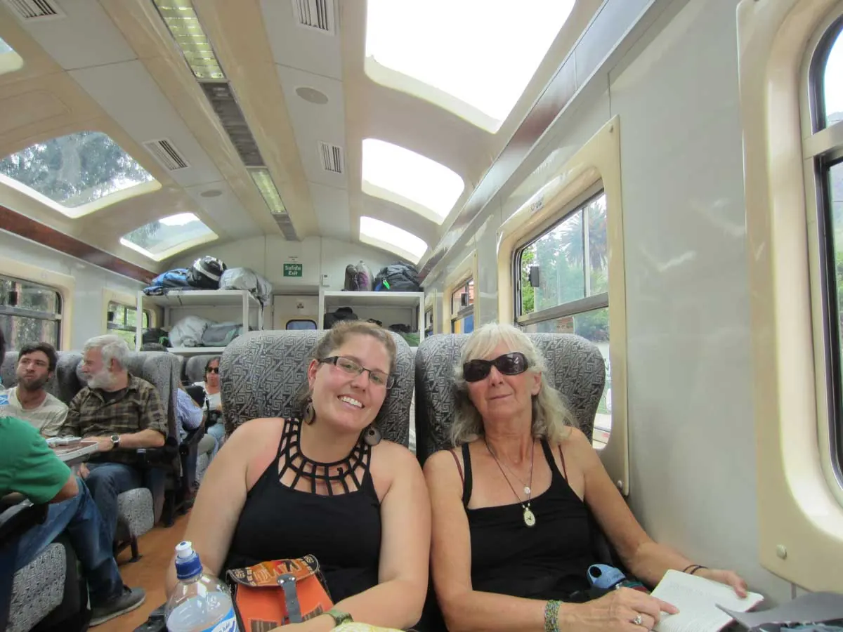 Two travelers on the train to Aguas Calientes